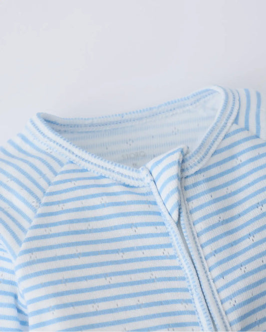 Pointelle Baby Pajama | Blue Candy Stripe