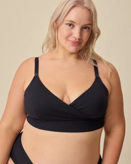 SoftStretch Cotton Nursing Bra | Black