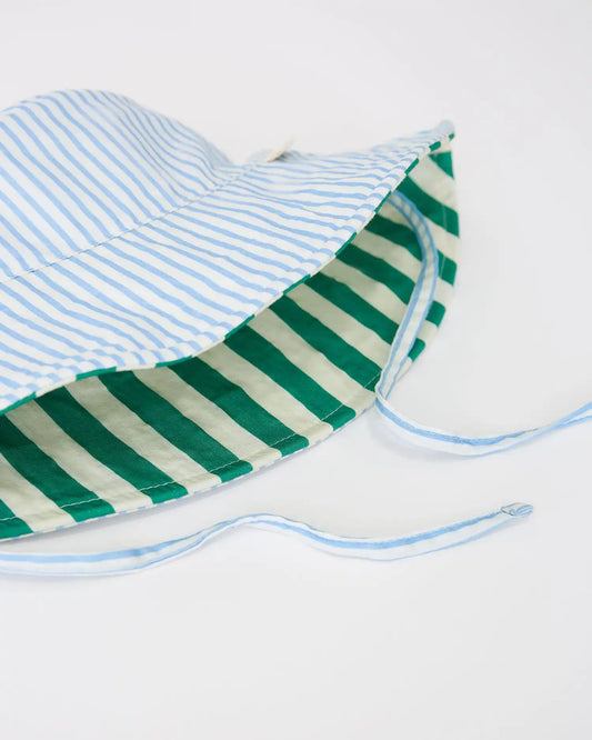 Big Reversible Sun Hat | Blue Pinstripe