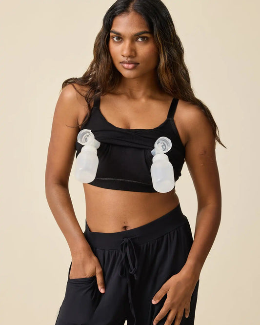 Sublime® Bamboo Hands-Free Pumping Lounge & Sleep Bra | Black