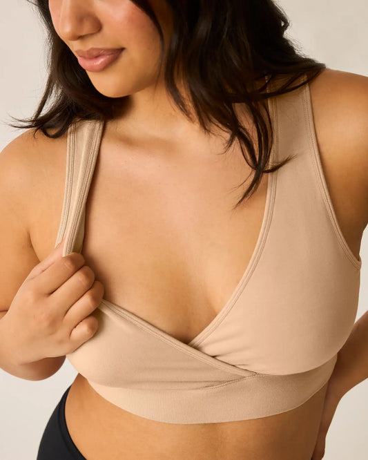 French Terry Racerback Nursing & Sleep Bra | Beige
