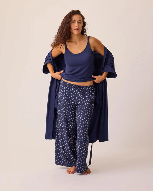 Maternity & Nursing Three-Piece Pajama Set | Navy