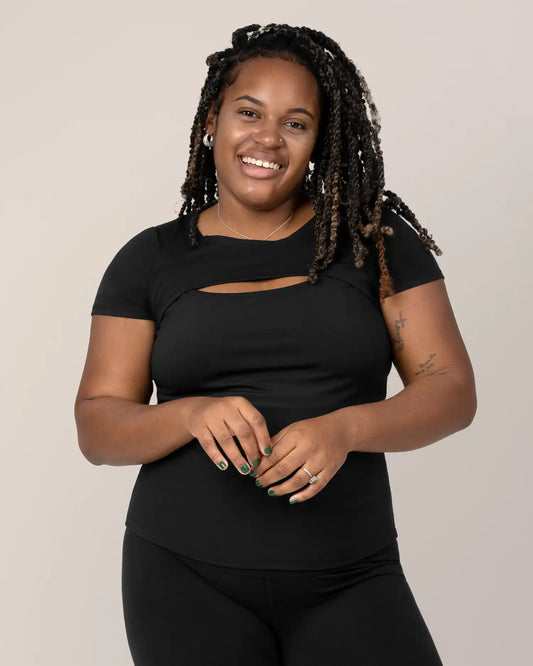 Luna Active Cut Out Nursing Top | Black