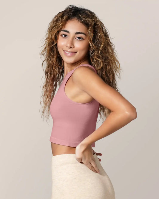 Sublime® Bamboo Hands-Free Pumping Longline Bra Top | Light Mauve