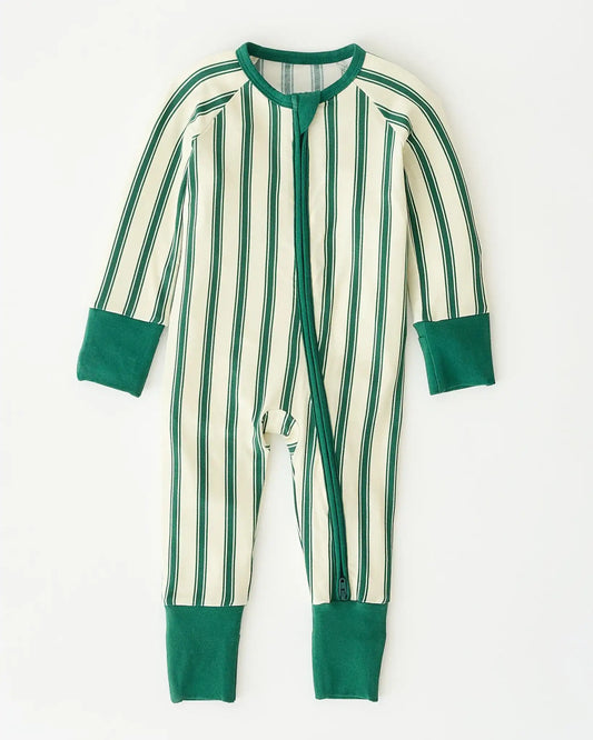 Bamboo Baby Pajama | Green Candy Stripe