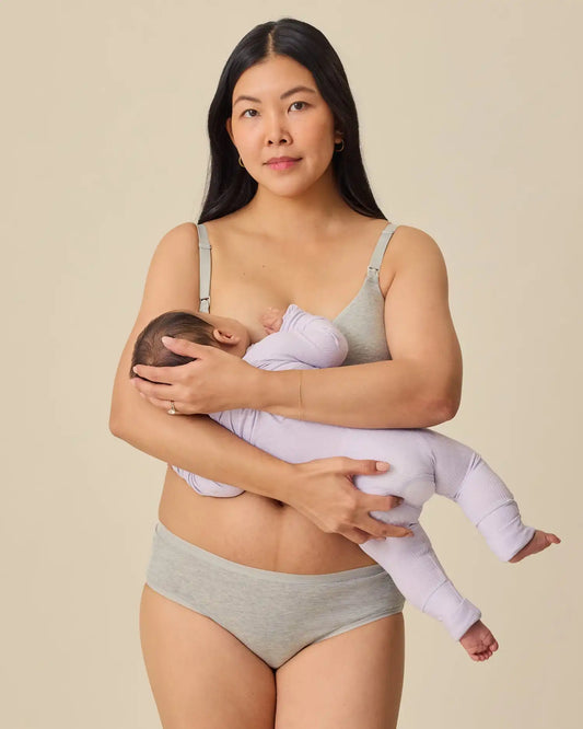 SoftStretch Cotton Nursing Bra | Grey Heather