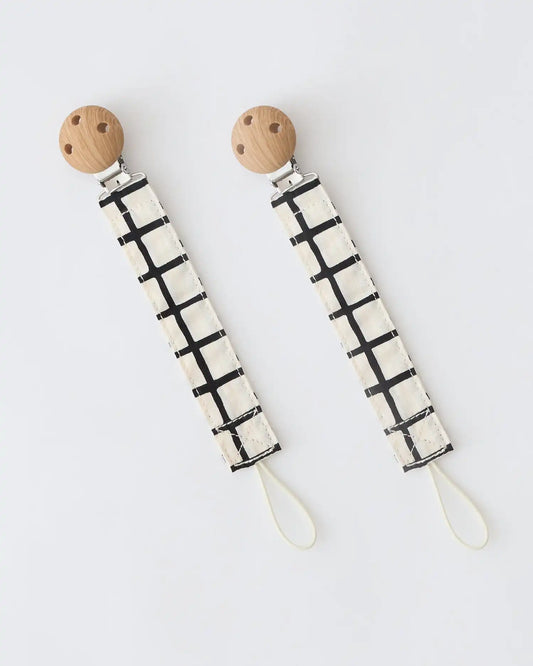 Pacifier Clip Two-Pack | Black Grid