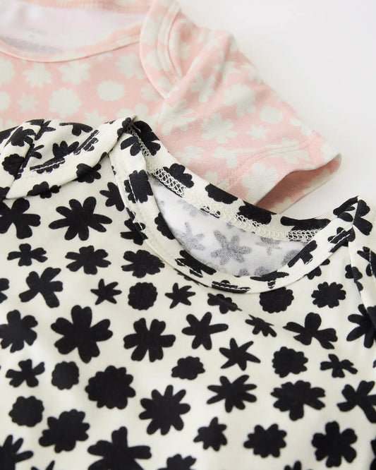 Baby Onesie Two-Pack | Cream & Pink Chamomiles