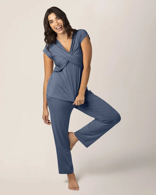 Davy Maternity & Nursing Pajama Set | Slate Blue