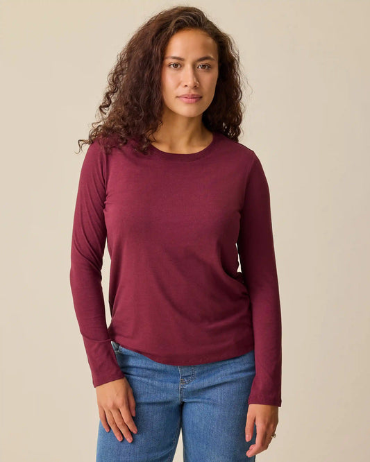 Modal Long Sleeve Nursing T-shirt | Deep Burgundy
