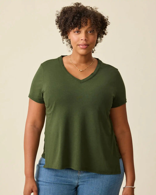 Modal V-neck Nursing T-shirt | Deep Olive