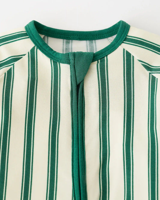 Bamboo Baby Pajama | Green Candy Stripe