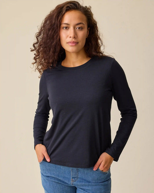 Modal Long Sleeve Nursing T-shirt | Black