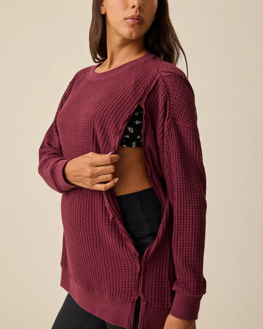 Joelle Thermal Maternity & Nursing Top | Garnet