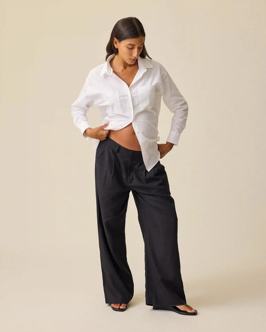 Maternity & Postpartum Wide Leg Trouser | Black