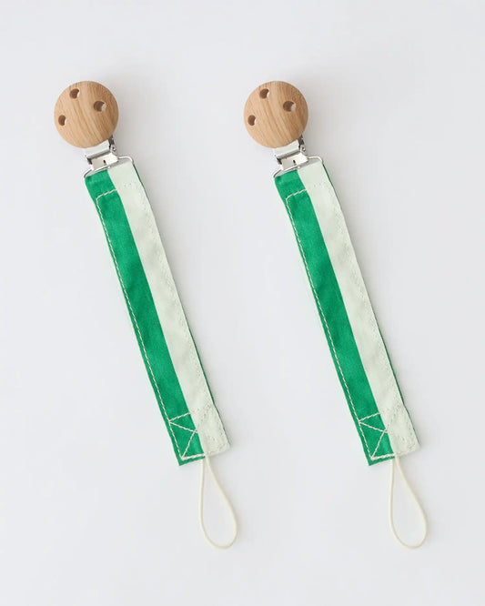 Pacifier Clip Two-Pack | Green Stripe