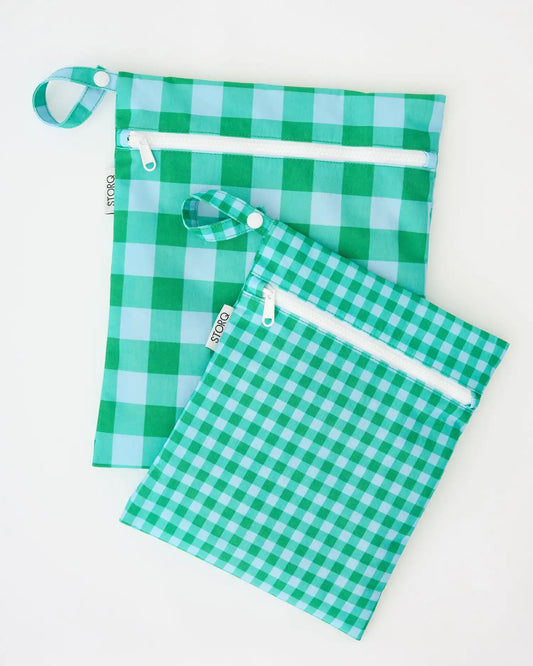 Wet/Dry Bag Set | Teal Gingham